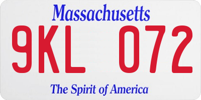 MA license plate 9KL072