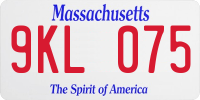 MA license plate 9KL075