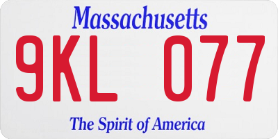 MA license plate 9KL077