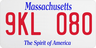 MA license plate 9KL080