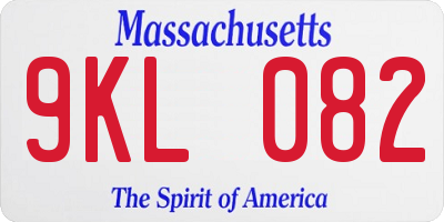 MA license plate 9KL082