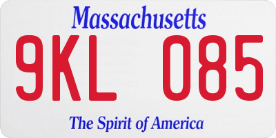 MA license plate 9KL085