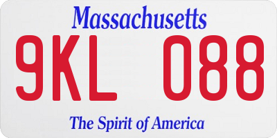 MA license plate 9KL088