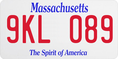 MA license plate 9KL089