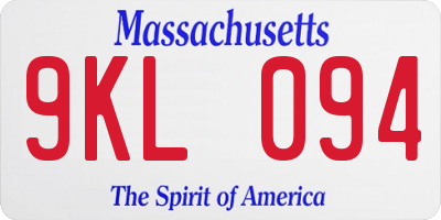 MA license plate 9KL094