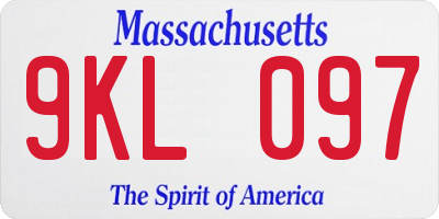 MA license plate 9KL097