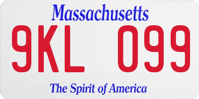 MA license plate 9KL099