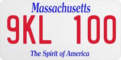 MA license plate 9KL100