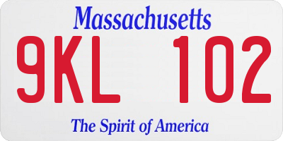 MA license plate 9KL102