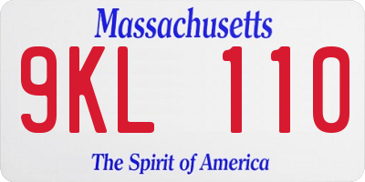 MA license plate 9KL110