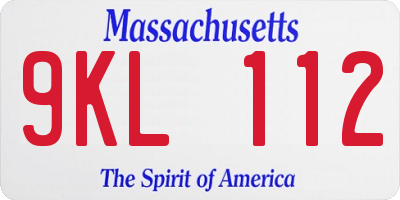 MA license plate 9KL112