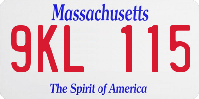 MA license plate 9KL115