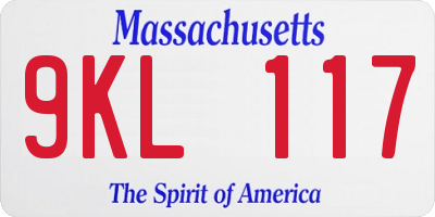 MA license plate 9KL117