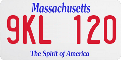 MA license plate 9KL120
