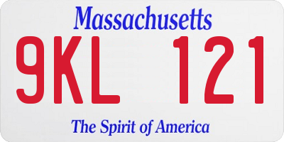 MA license plate 9KL121