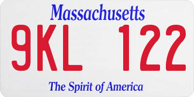 MA license plate 9KL122