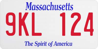 MA license plate 9KL124