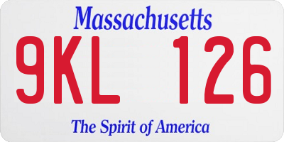 MA license plate 9KL126