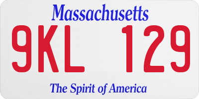 MA license plate 9KL129