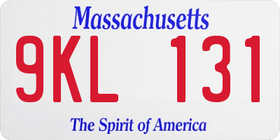 MA license plate 9KL131
