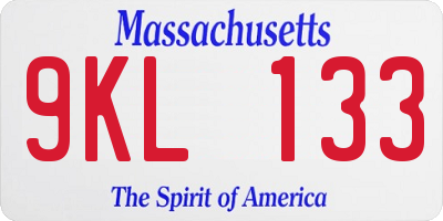 MA license plate 9KL133