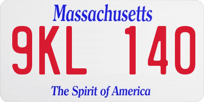MA license plate 9KL140