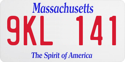 MA license plate 9KL141