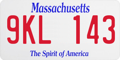 MA license plate 9KL143