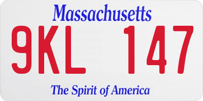 MA license plate 9KL147