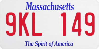 MA license plate 9KL149