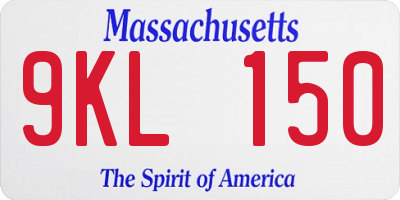 MA license plate 9KL150