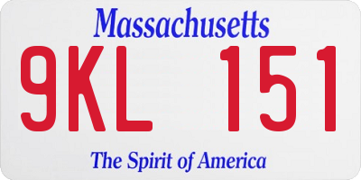 MA license plate 9KL151