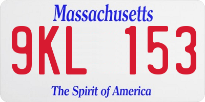MA license plate 9KL153