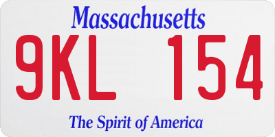 MA license plate 9KL154