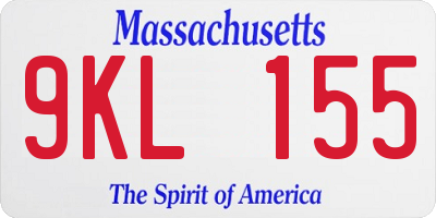 MA license plate 9KL155