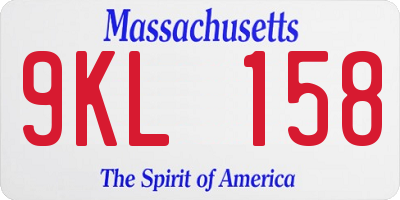 MA license plate 9KL158