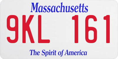 MA license plate 9KL161