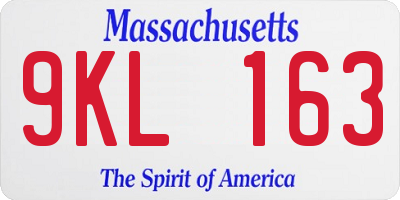 MA license plate 9KL163