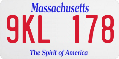 MA license plate 9KL178