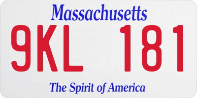 MA license plate 9KL181