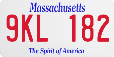 MA license plate 9KL182