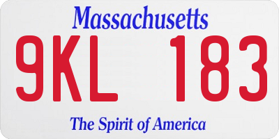 MA license plate 9KL183