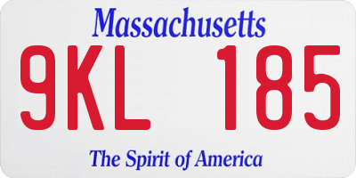 MA license plate 9KL185