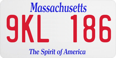 MA license plate 9KL186