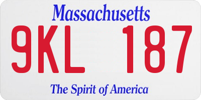 MA license plate 9KL187