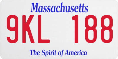 MA license plate 9KL188