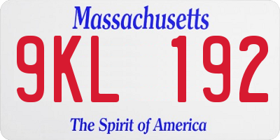 MA license plate 9KL192