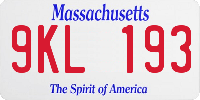 MA license plate 9KL193
