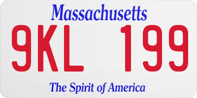 MA license plate 9KL199