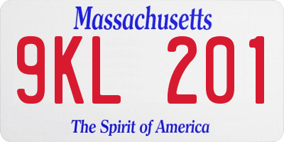 MA license plate 9KL201
